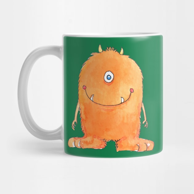 Orange Watercolor Monster by Mako Design 